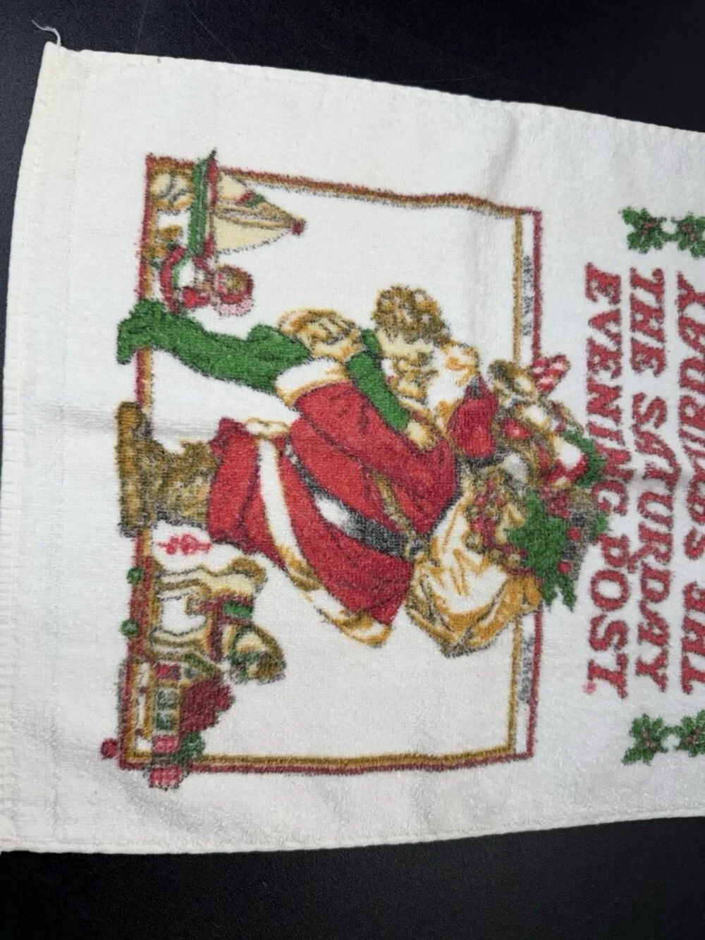 Vintage Cannon Kitchen Dish Towel The Saturday Evening Post Santa Christmas